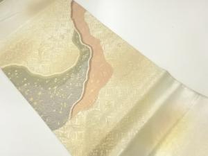 道長取りに花鳥模様織出し袋帯